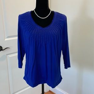 CHICOS large blue 3/4 sleeves top